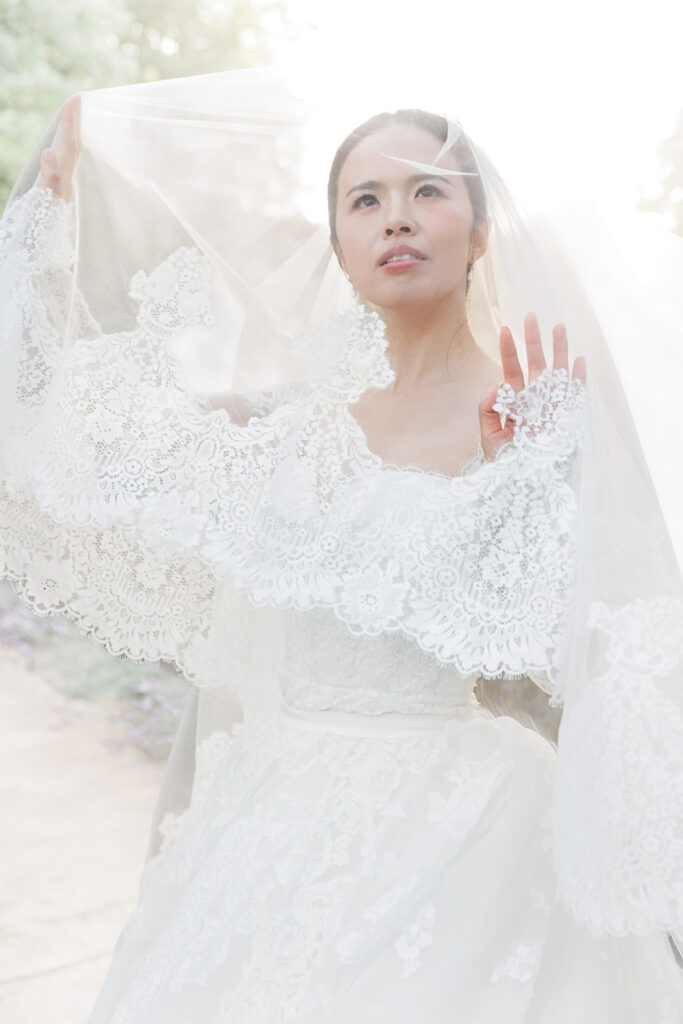 Soft portrait of the bride at Château Challain