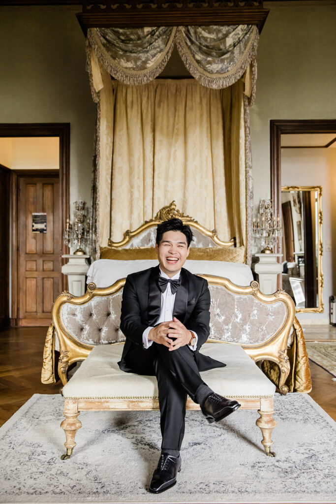 The groome during an elopement at the Loire Valley