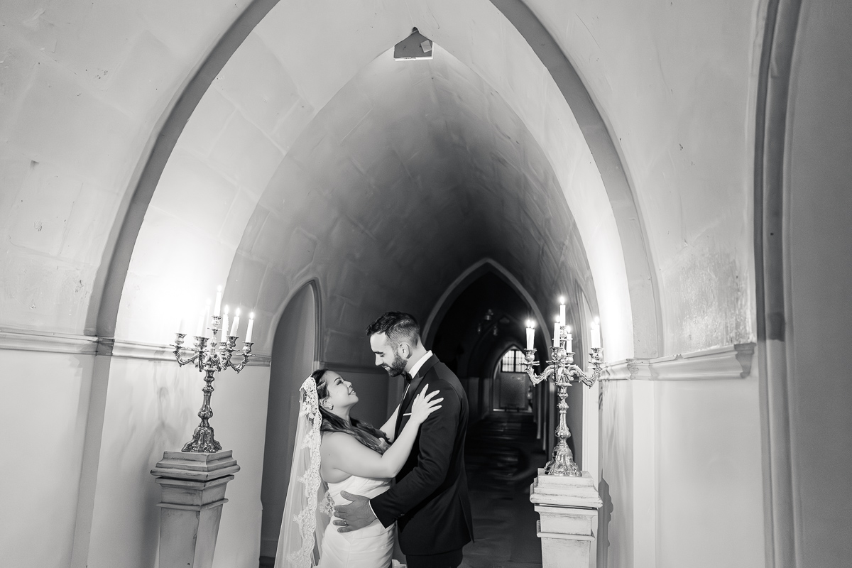 a candle lit portrait session in a french during an elopement in France
